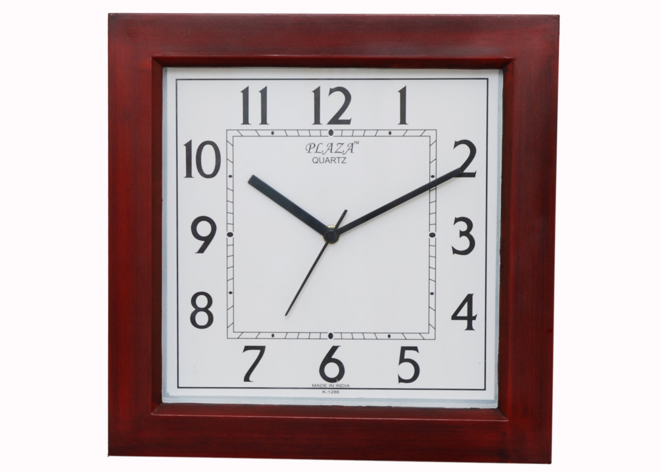 Buy Plaza Wooden finish Square Wall ClockModel No.66 Maroon Online in