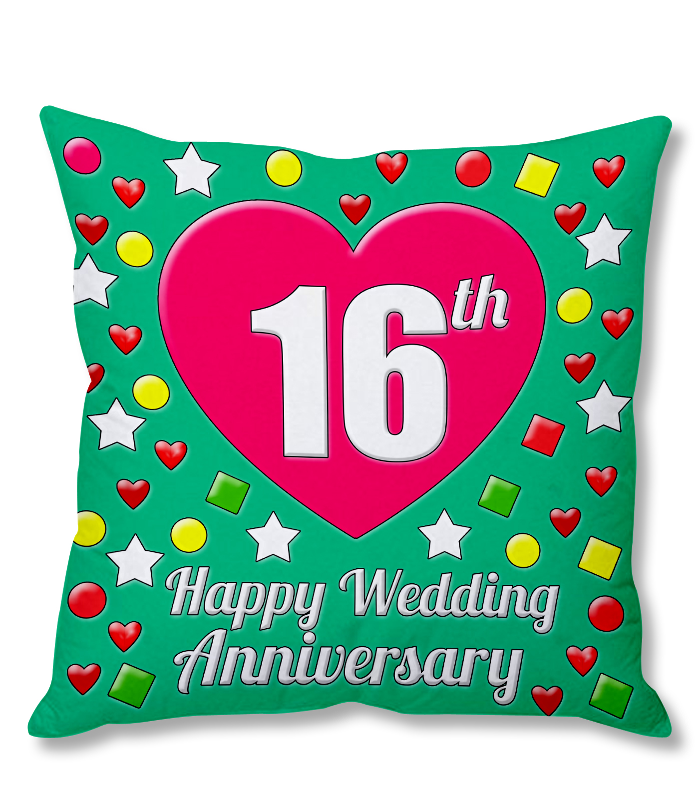 16th Happy Wedding Anniversary MultiColour Printed