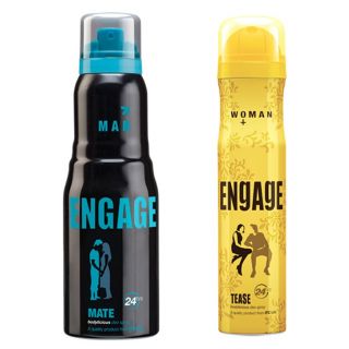 Engage Deo (Mate, Tease) Pack Of 2- 165ml Each(men Women)