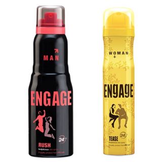 Engage Deo (Rush, Tease) Pack Of 2- 165ml Each( Men --women)