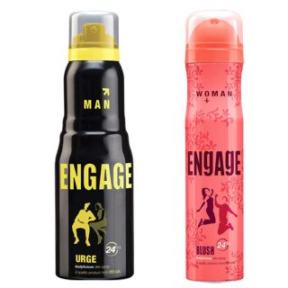 Engage Deo (Urge, Blush) Pack Of 2- 165ml Each Male Female