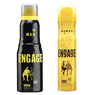 Engage Deo (Urge, Tease) Pack Of 2- 165ml Each Men-- Women