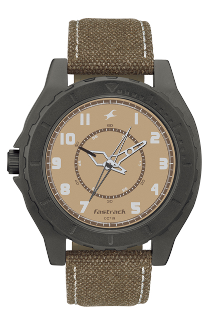 fastrack brown leather watch