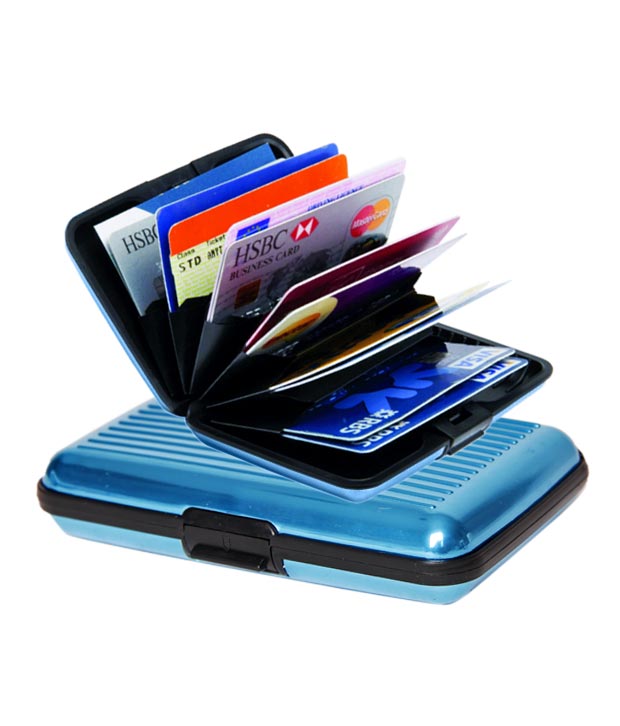 Combo Aluminium Security Credit Card Wallet -Blue and Jaguar Key Chain
