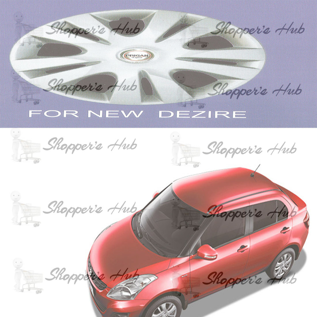 Prigan Car Full Wheel Covers Caps Silver Type For Maruti New Swift