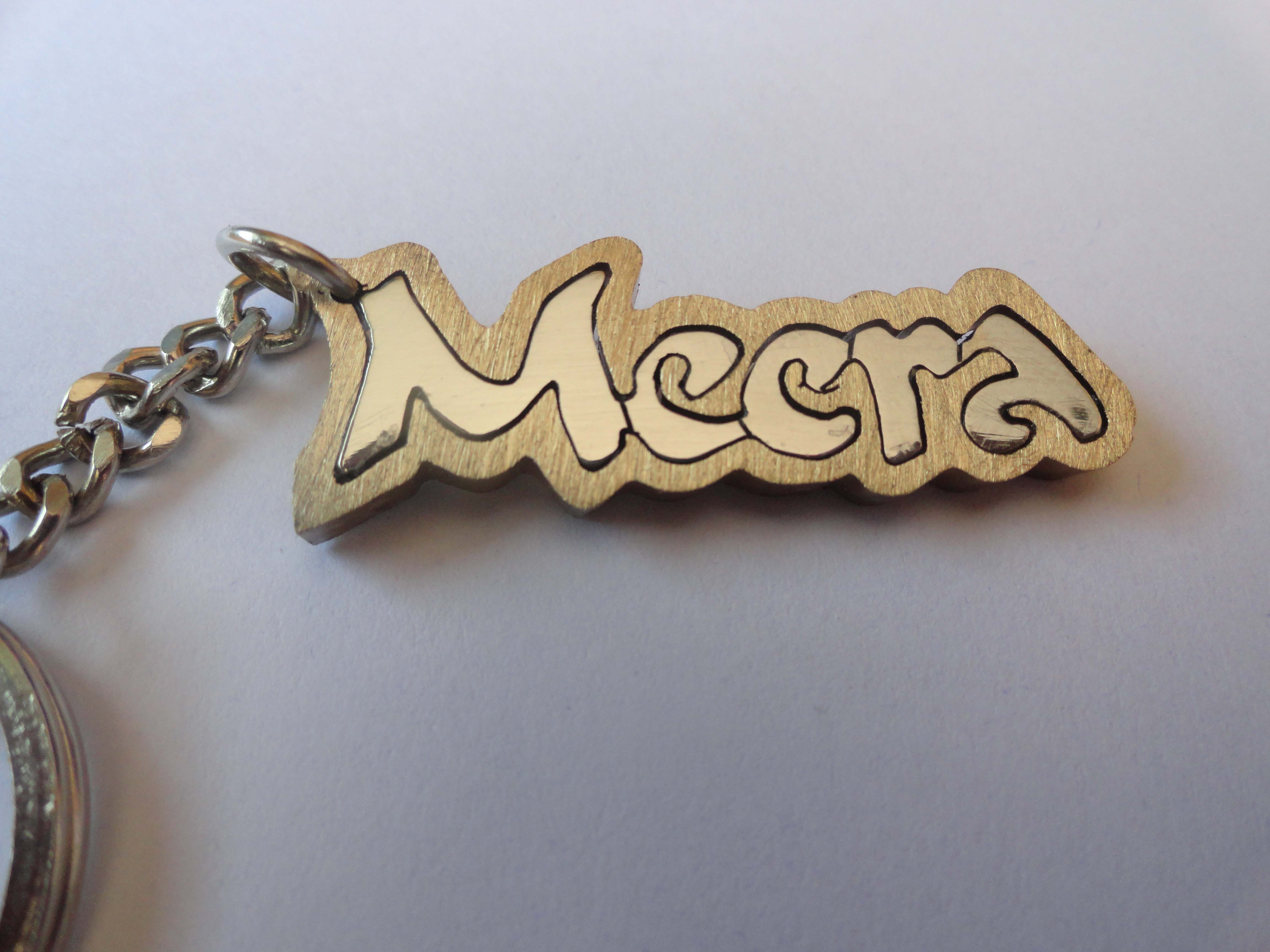 Designer Personal Name Keychain handcarved Key chain dual tone Brass
