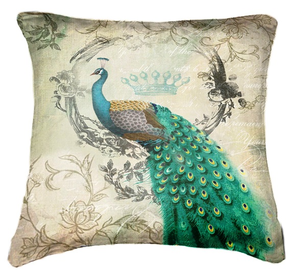 Peacock 4 Cushion Cover Throw Pillow