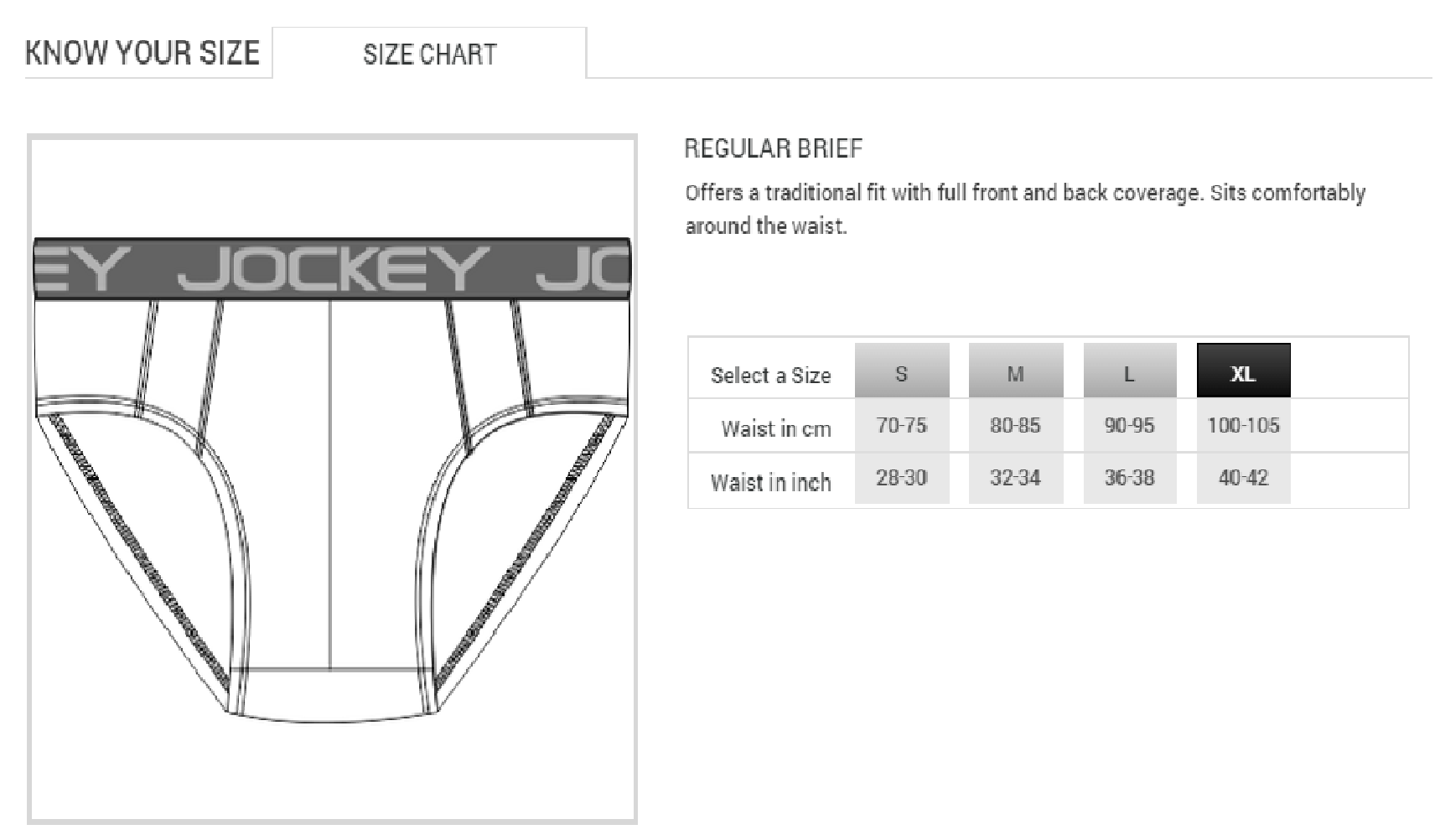 Jockey Men S Size Chart In Cm