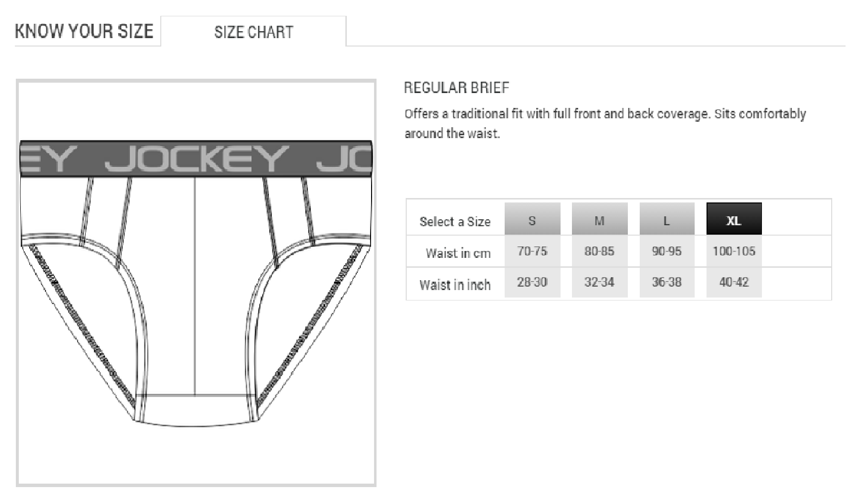 Jockey Ladies Size Chart