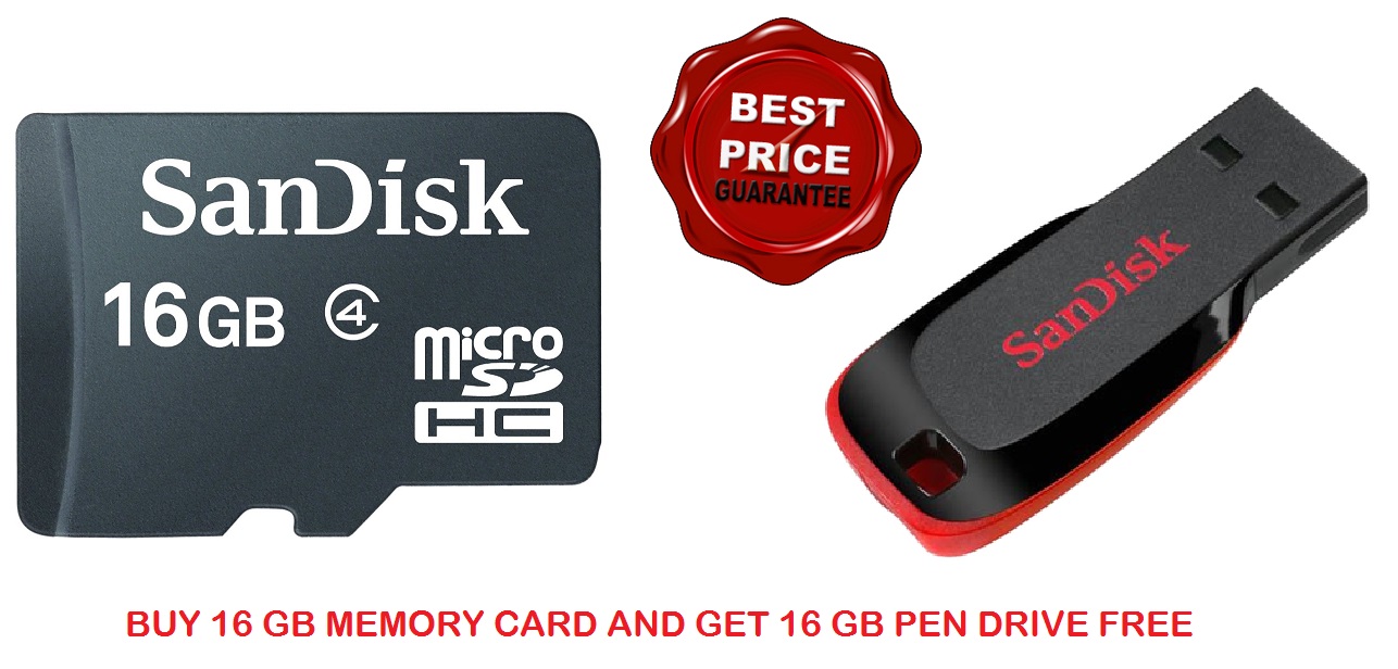 Combo Sandisk 8 GB Pendrive + 16 GB Memory Card offer