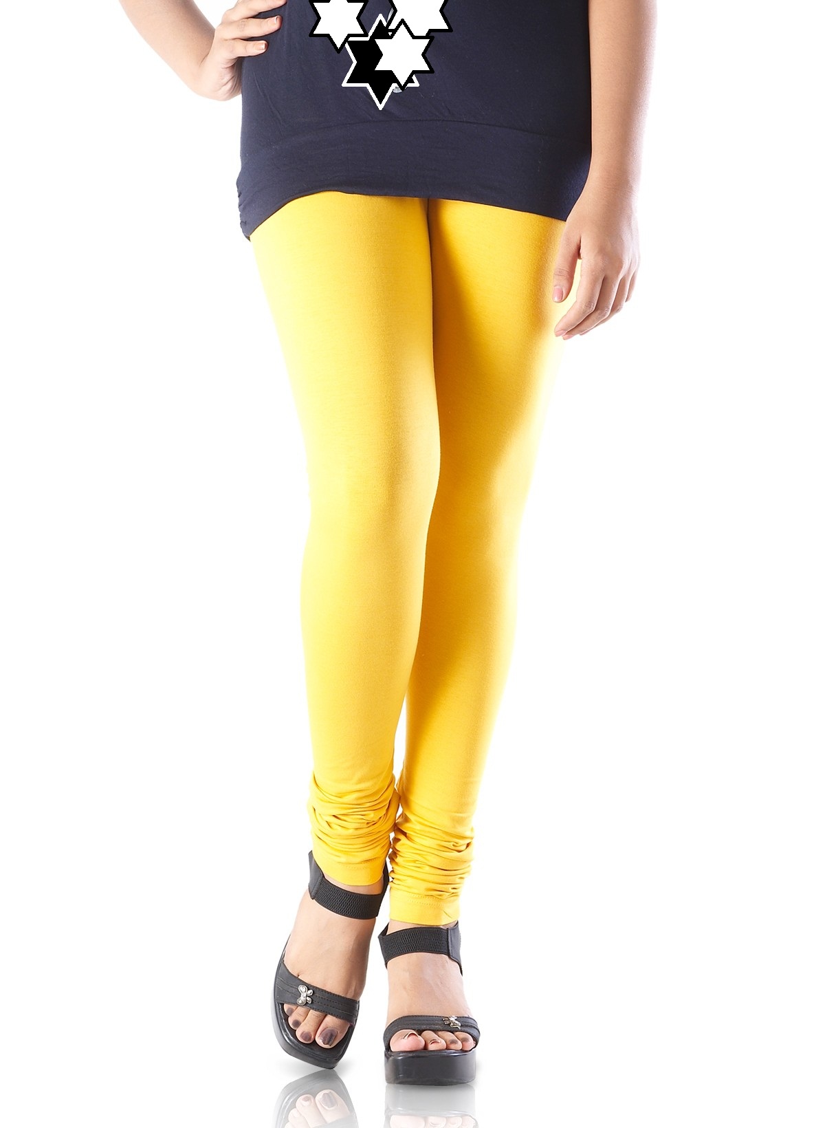 Cotton Leggings Sexy Skin Fit Slacks Yellow Color Footless
