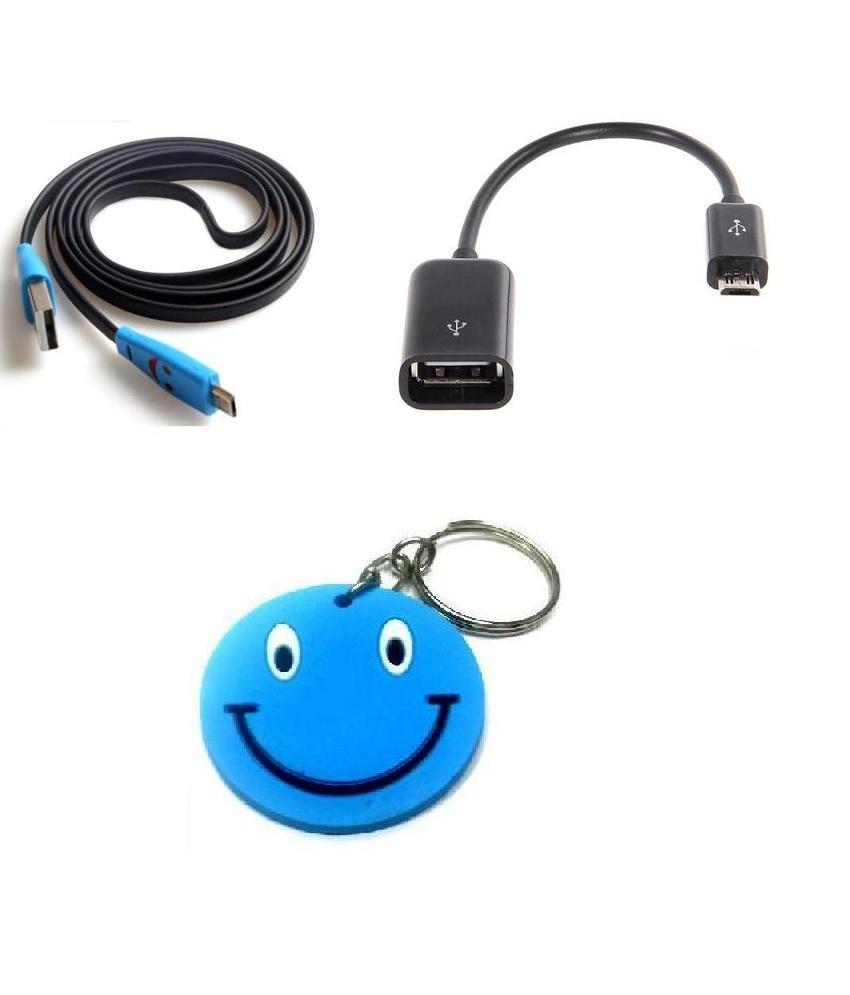 USB OTG Adapter PenDrive Cable+Smiley 5pin Noodle Micro USB Free Smiley KeyChain