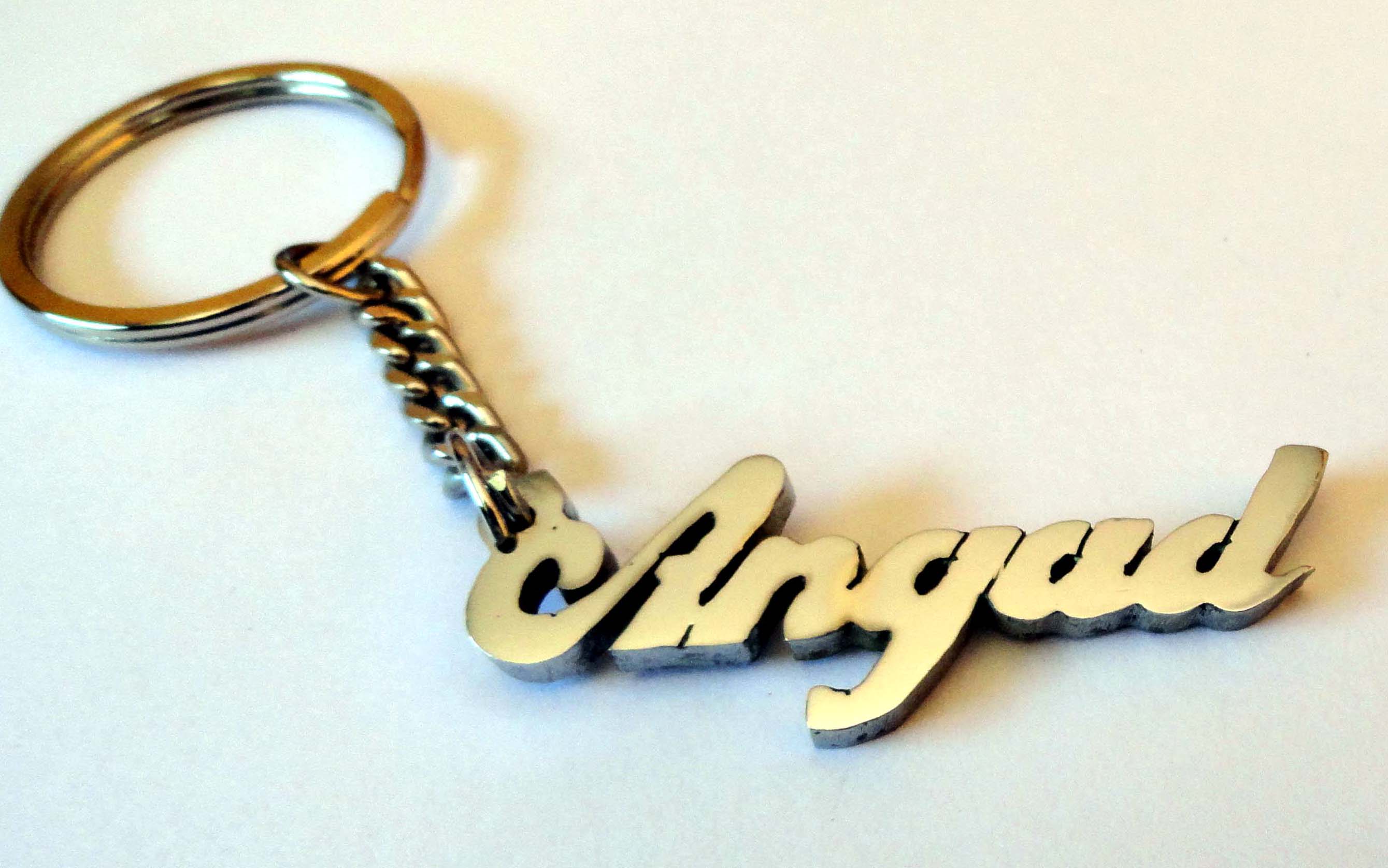Personalized Keychain with your name handcarved Steel Coated Made in Brass available at