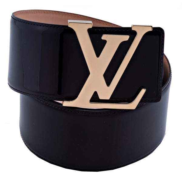 Shop Louis Vuitton Initiales Vernis Gold Buckle Formal Belt - Black Online - Shopclues