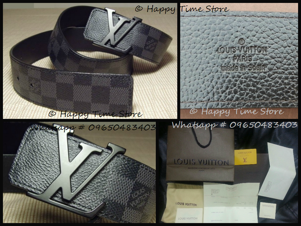 Louis Vuitton LV Initiales Damier Graphite belt with Black buckle Black Backside