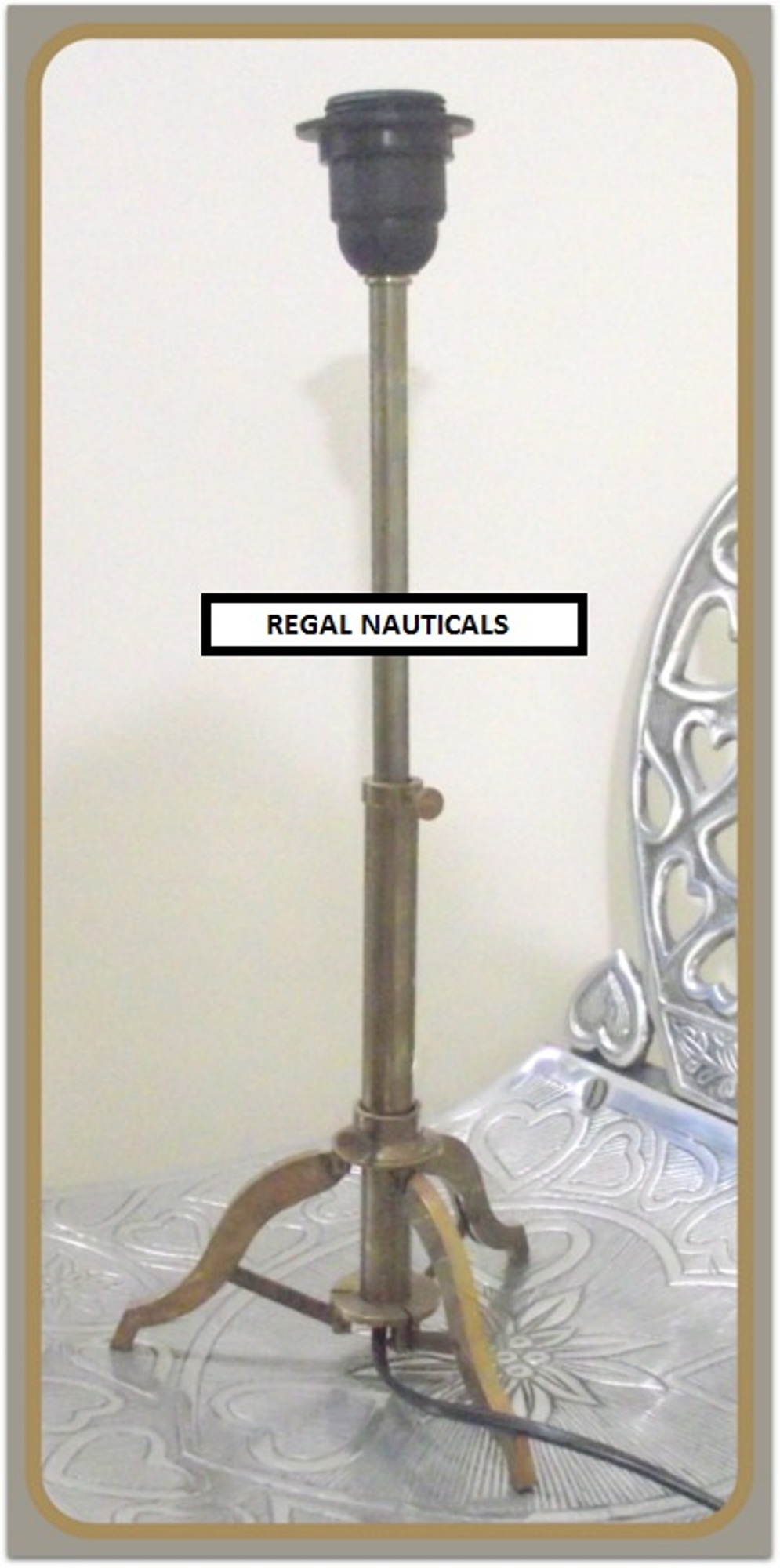 Online Antique Style Full Brass Lamp Stand Table Tripod Lamp In Brass