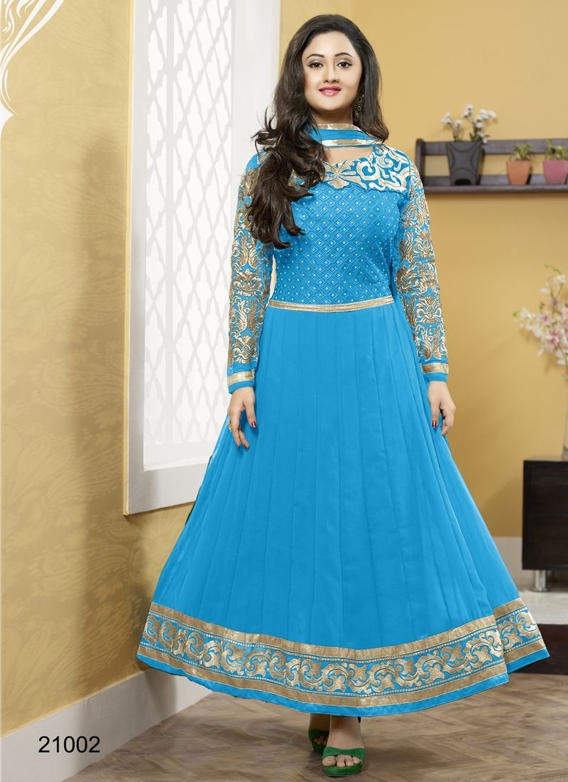 sky blue colour anarkali dress