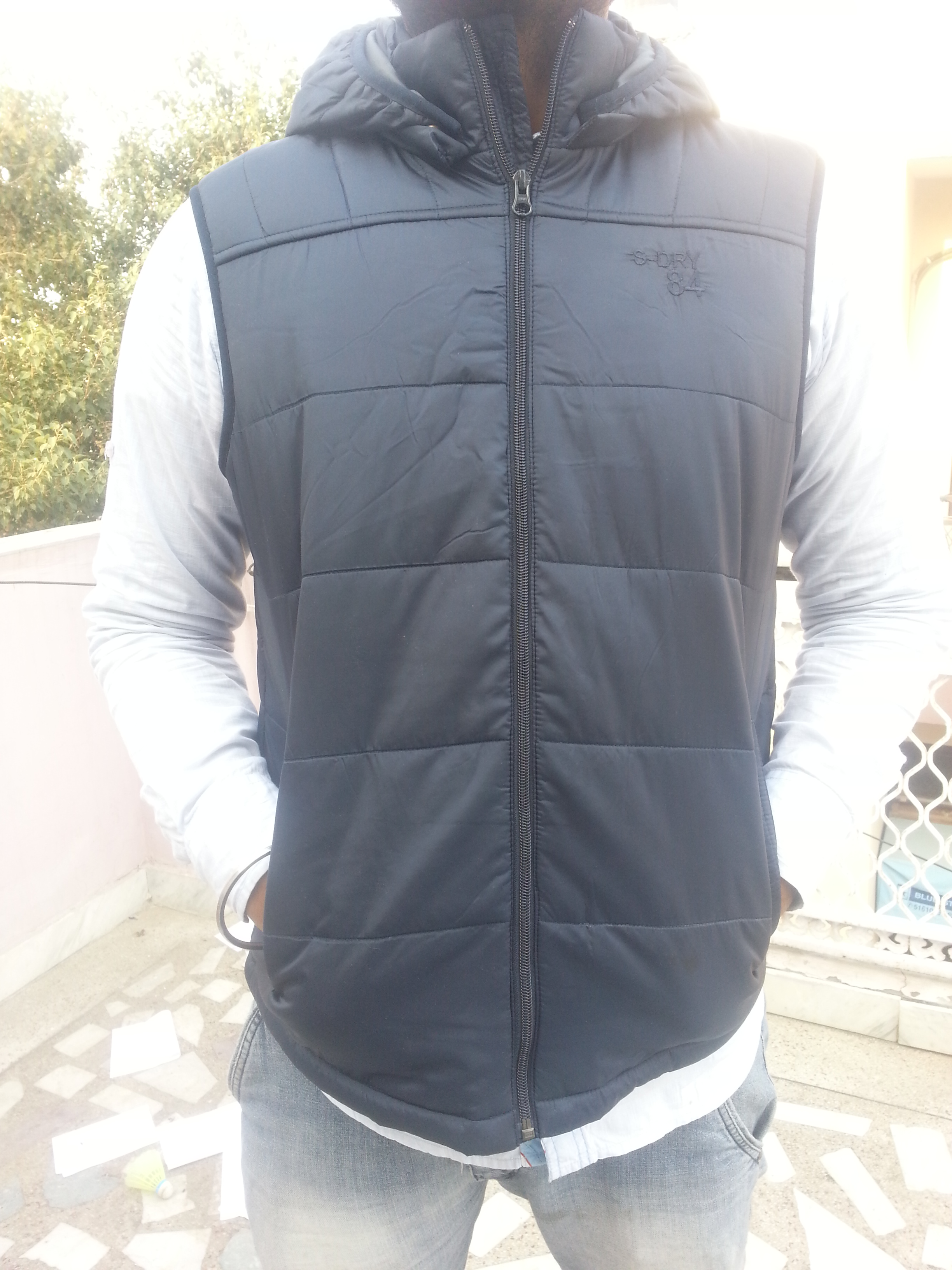 Half sleeve Jacket with hood- Blue (Medium Size)