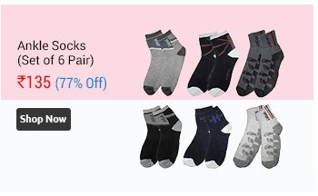Set of 6 Pair - Ankle Socks Suitable for both Formal & Casual Wear                        