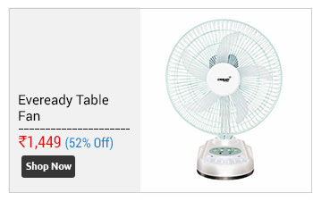 Eveready 10 Inches RF06 Rechargeable Table Fan  White