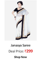 Janasya white color with velvet border sari  