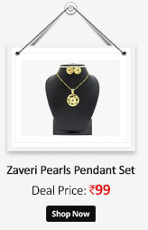 Zaveri Pearls Golden Carved Pendant Set-ZPFK3035  