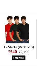 Pack of 3 Polo Neck T-shirt (Black, Red, Green)  