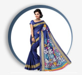 Sukuma Womens multicolor Bhagalpuri silk printed saree Blue                                      