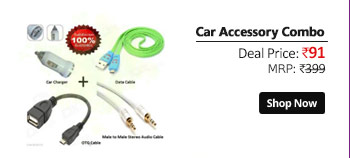 Combo Pack of OTG + Data Cable For Mobile + Car Mobile Charger + Audio Cable  