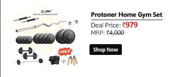 Protoner 25 Kg Home Gym Set + Gloves + Grippers + Dumbells rods + 3 FT EZ BAR.  