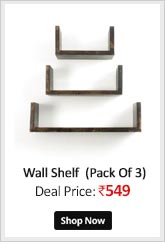 Onlineshoppee Wooden Handicraft Wall Decor Brown Designer Wall Shelf Pack of 3  