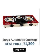 Surya Mate 3 Burners Automatic Glass Top Gas Cooktop  