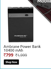 Ambrane Power Bank P1000 Star (10400 mAh With Samsung Cells) Black  