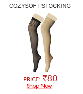 CozySoft Thigh Length premium Translucent Stocking - Black & Skin