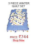 5 Piece Winter Quilt Set for Kids