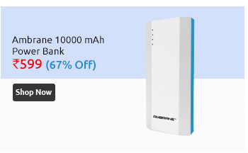 Ambrane 10000 mAh Power Bank P-1111 White Blue - 1 Year Warranty                      