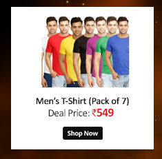 Pack of 7 Multicoloured Round Neck Mens T-Shirt  