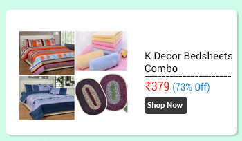 K Decor combo (2 polyester double bed sheets set+3 Cotton face towels+2 Polyester  door mats)                      