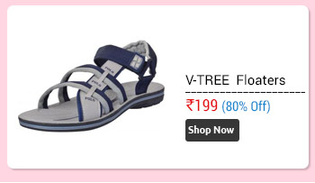 V-TREE Men's Grey and Blue Velcro Floaters  