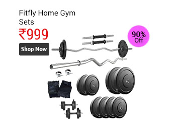 Fitfly Home Gym Set With 26 kg Weight +3ft Curl Rod+Dumbbells Rod+Gloves  