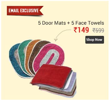 combo of 5 door mats (12X18) 5 face towels (10X10)  