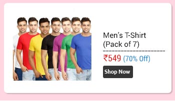 Pack of 7 Multicoloured Round Neck Mens T-Shirt  