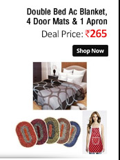 Combo-Double Bed Ac Blanket With 4 Door Mats And 1 Apron  