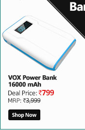 VOX 16000 mAh White-Blue Power Bank With Display 1 Year Manufacturing Warranty  