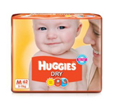 Huggies Dry Diaper (Medium) - Pack of 62 Diapers
