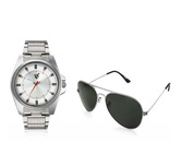 RICO SORDI White Steel Analog Watch with Sunglass (RSD39_WSG) - Men