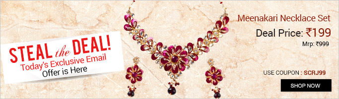 14Fashions Attractive Design Meenakari Purple Necklace Set - 11019-12