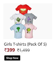 Goodway Girls Stylish Fruit And Veggies Theme Tshirts (Pack Of 5)  