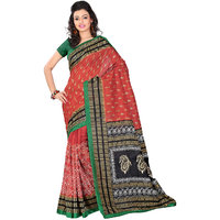 Lookslady Printed Red Art Silk Saree