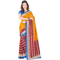 Lookslady Printed Yellow Art Silk Saree